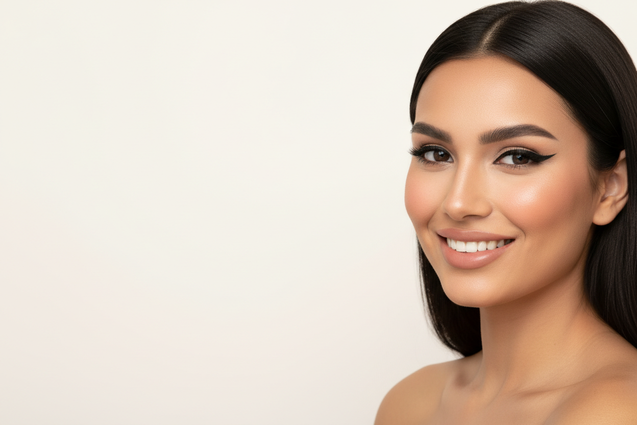 Woman with winged eyeliner